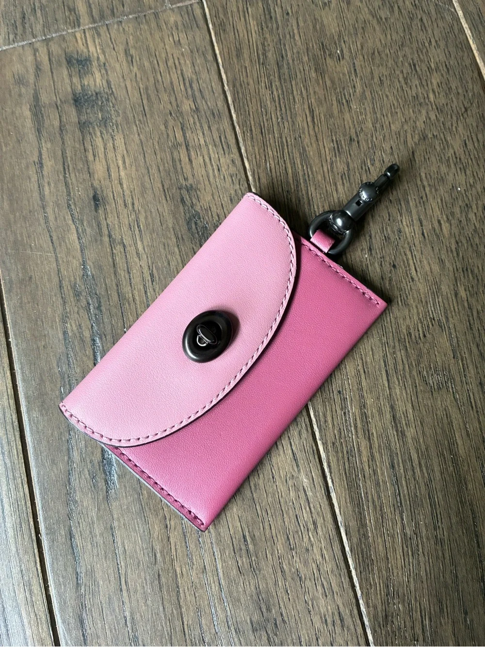 Coach Turnlock Leather Card Case Bag Charm in Colorblock